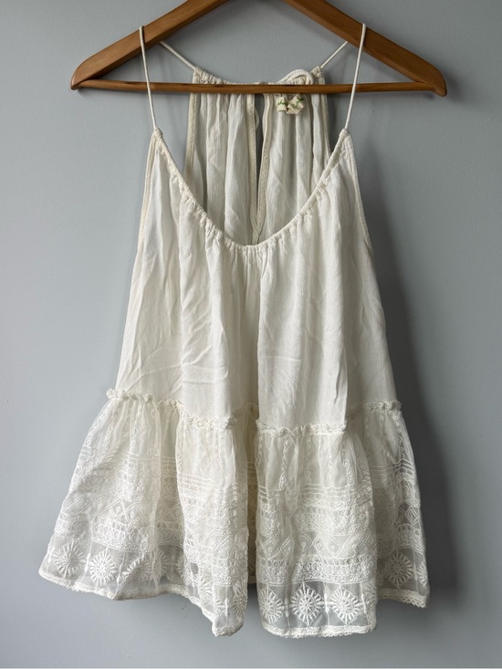Staring at Stars Tops - (S) Staring at Stars white Lace-Trim Spaghetti Strap Tank